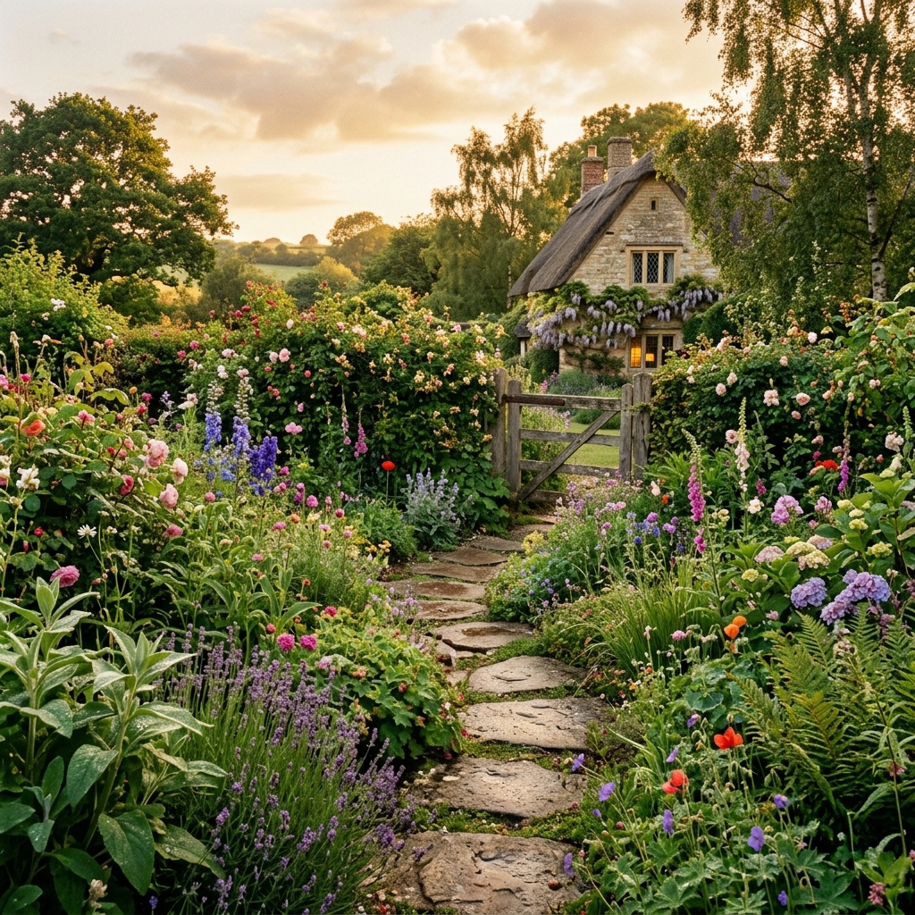Garden stepping stones UK creating a pathway in a lush garden. 2024 guide.